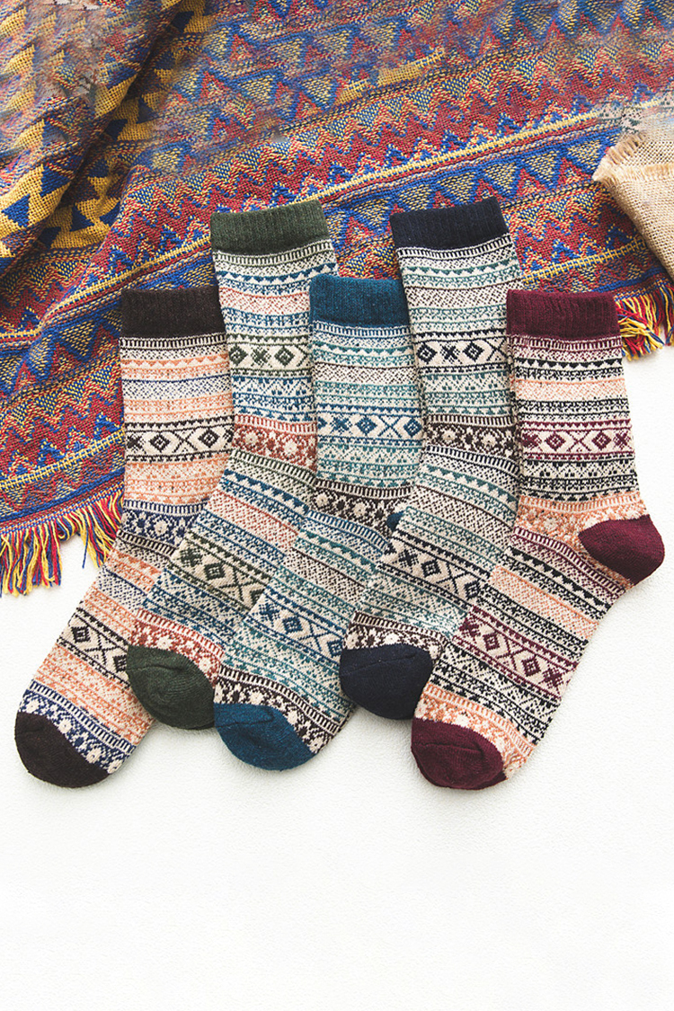 Calzini da uomo geometrici etnici retrò occidentali