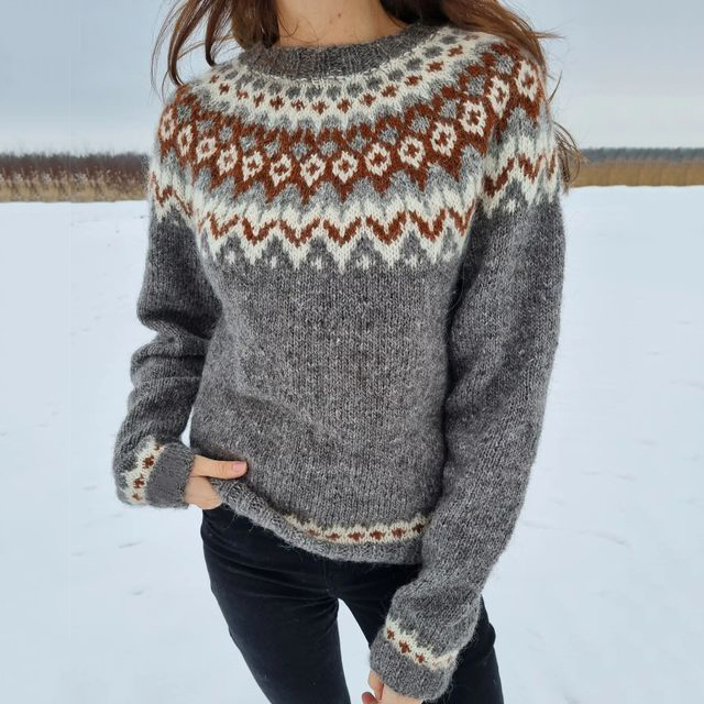 Maglione girocollo vintage Fairman Island con maniche lunghe