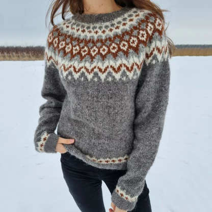 Maglione girocollo vintage Fairman Island con maniche lunghe