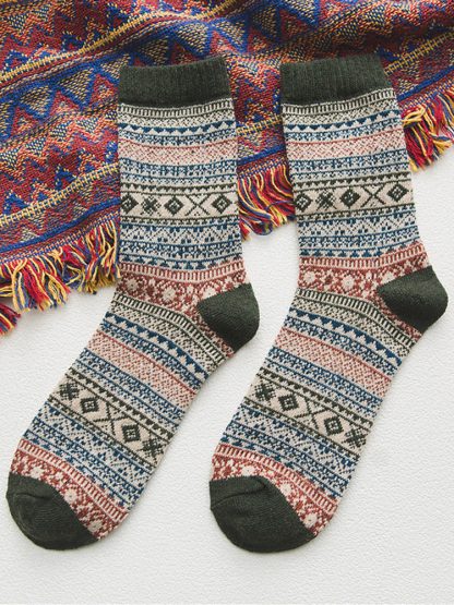 Calzini da uomo geometrici etnici retrò occidentali