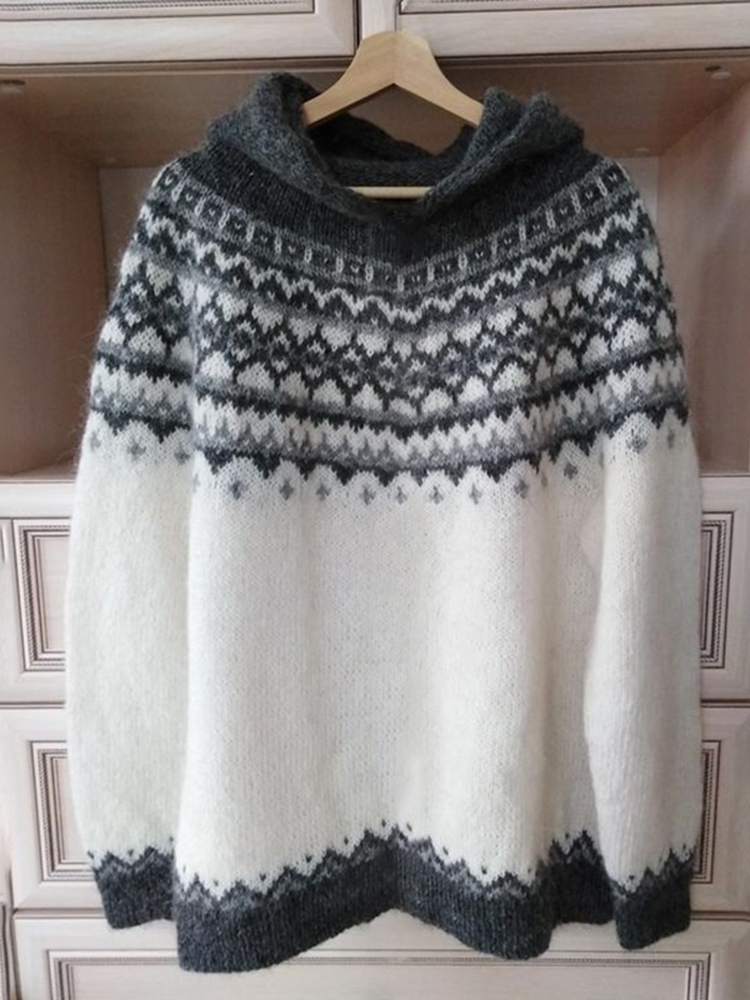 Felpa con cappuccio jacquard vintage Fairman Island