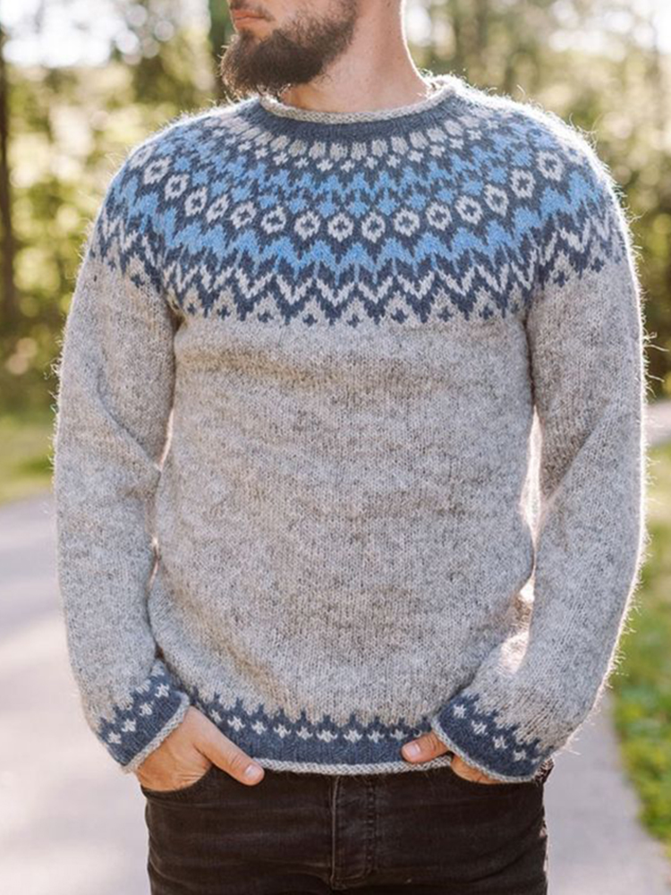 Maglione girocollo in maglia jacquard vintage Askegrå (unisex)