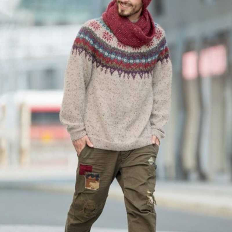 Maglione girocollo da uomo in jacquard lavorato a maglia Fairman Vintage Christmas Island