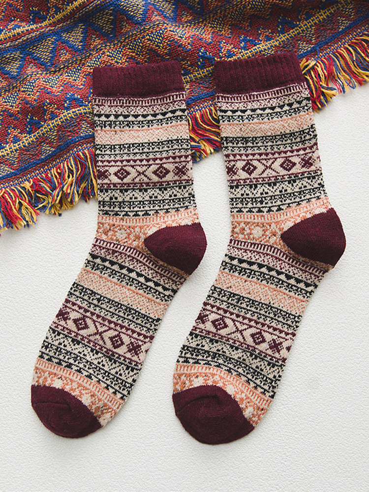 Calzini da uomo geometrici etnici retrò occidentali