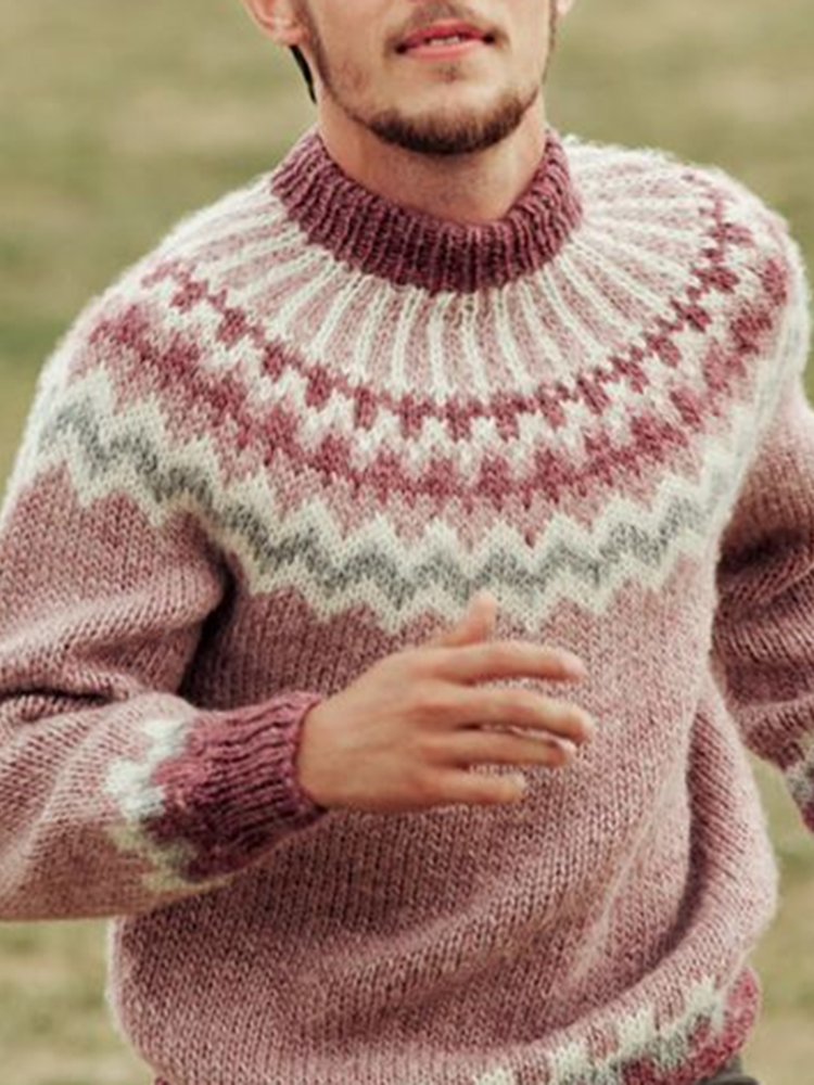 Maglione girocollo lavorato a maglia jacquard dall'Islanda