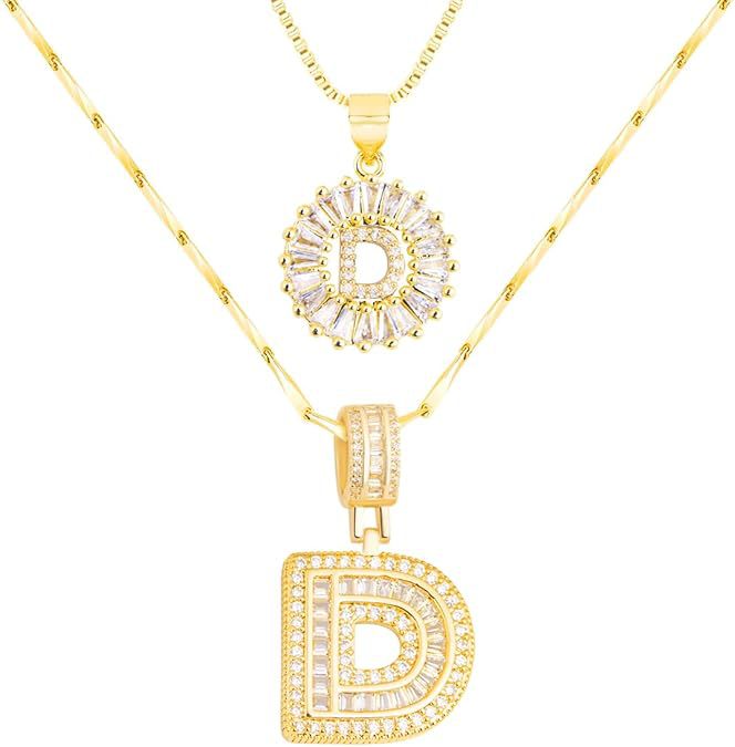 Premium A-Z Initial Pendant Necklace | Baguette Cut Simulated Diamond | Hypoallergenic 18K Gold Vermeil 💎✨