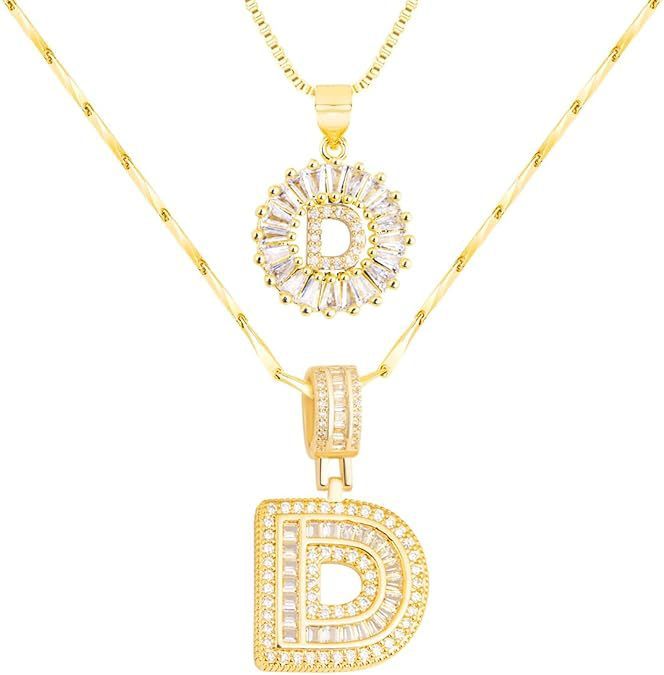 Premium A-Z Initial Pendant Necklace | Baguette Cut Simulated Diamond | Hypoallergenic 18K Gold Vermeil 💎✨