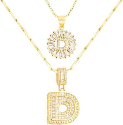 Premium A-Z Initial Pendant Necklace | Baguette Cut Simulated Diamond | Hypoallergenic 18K Gold Vermeil 💎✨