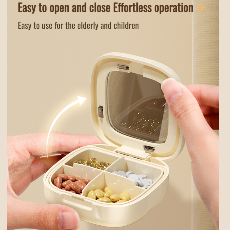 Portable medicine pill box travel packing box with compartments for three meals a day and seven days