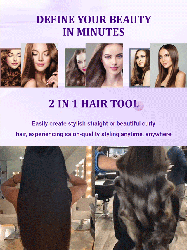【Use Anywhere】Portable 2-In-1 Straight And Curly Curling Iron.Small And Portable, No Need To Worry About Dry And Frizzy Hair