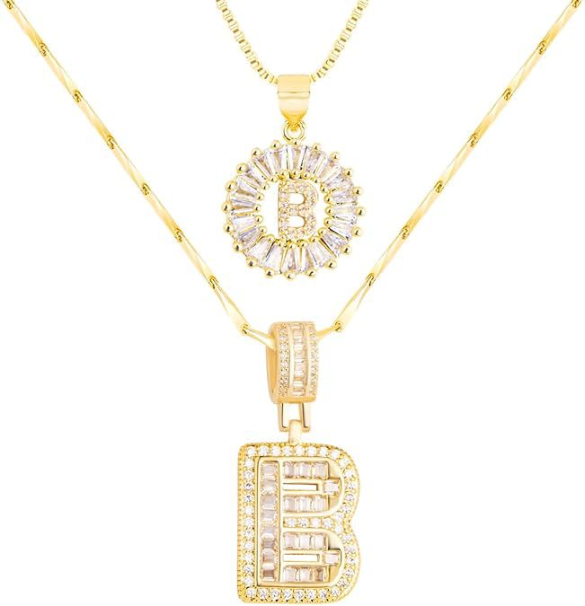 Premium A-Z Initial Pendant Necklace | Baguette Cut Simulated Diamond | Hypoallergenic 18K Gold Vermeil 💎✨