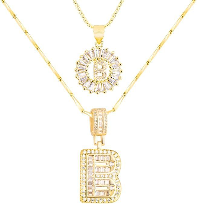 Premium A-Z Initial Pendant Necklace | Baguette Cut Simulated Diamond | Hypoallergenic 18K Gold Vermeil 💎✨