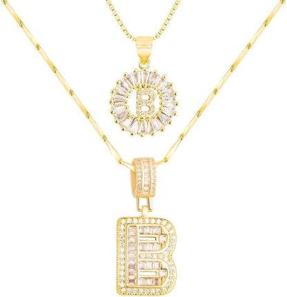 Premium A-Z Initial Pendant Necklace | Baguette Cut Simulated Diamond | Hypoallergenic 18K Gold Vermeil 💎✨