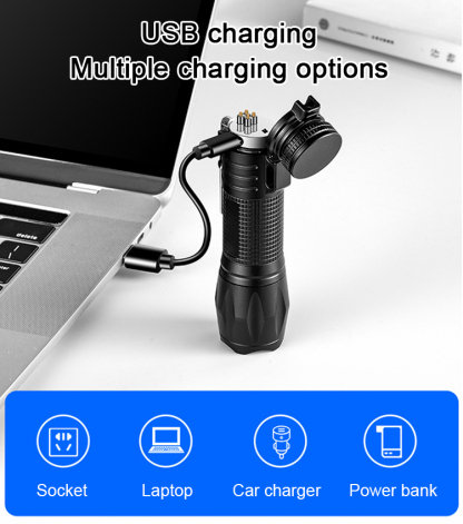 Double arc self-defense flashlight