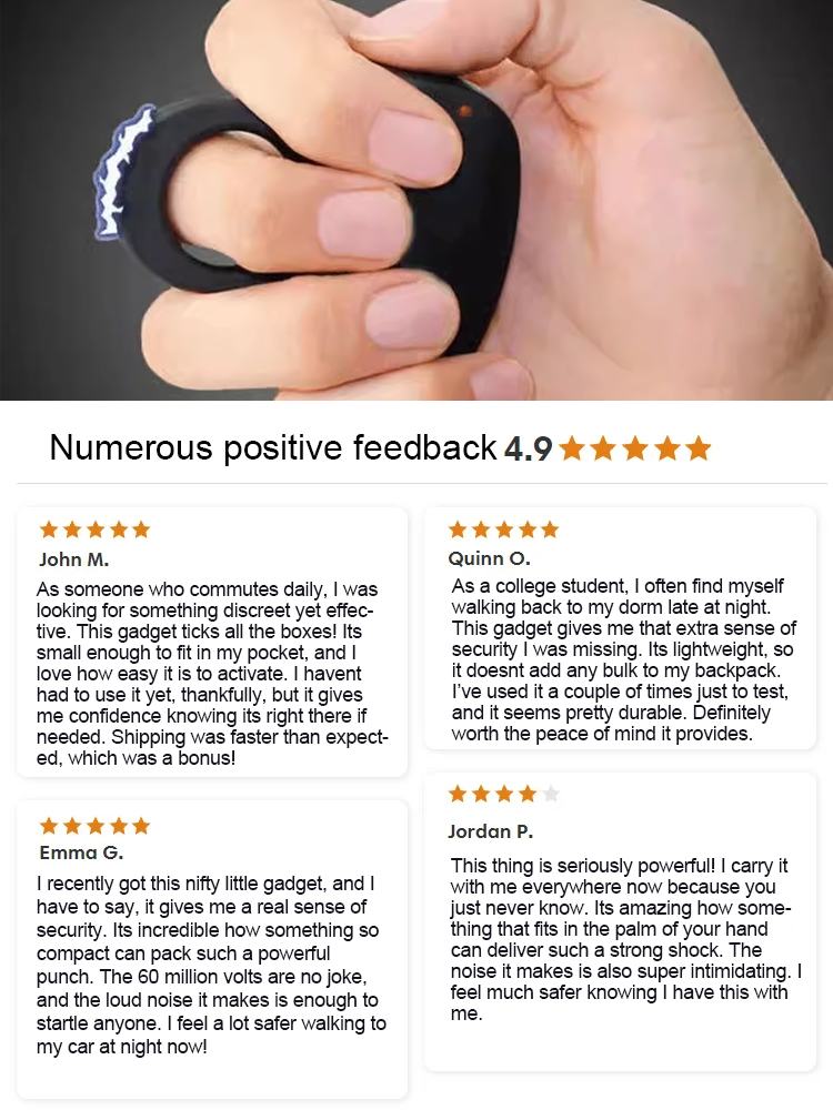 ⭐ Million Volts Finger Stun Gun Portable Rechargeable Self Defense Device for Personal Safety⭐