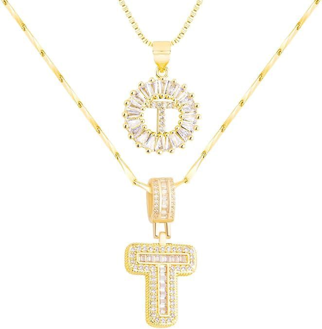 Premium A-Z Initial Pendant Necklace | Baguette Cut Simulated Diamond | Hypoallergenic 18K Gold Vermeil 💎✨
