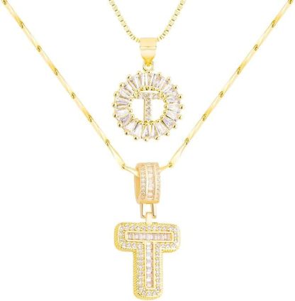Premium A-Z Initial Pendant Necklace | Baguette Cut Simulated Diamond | Hypoallergenic 18K Gold Vermeil 💎✨