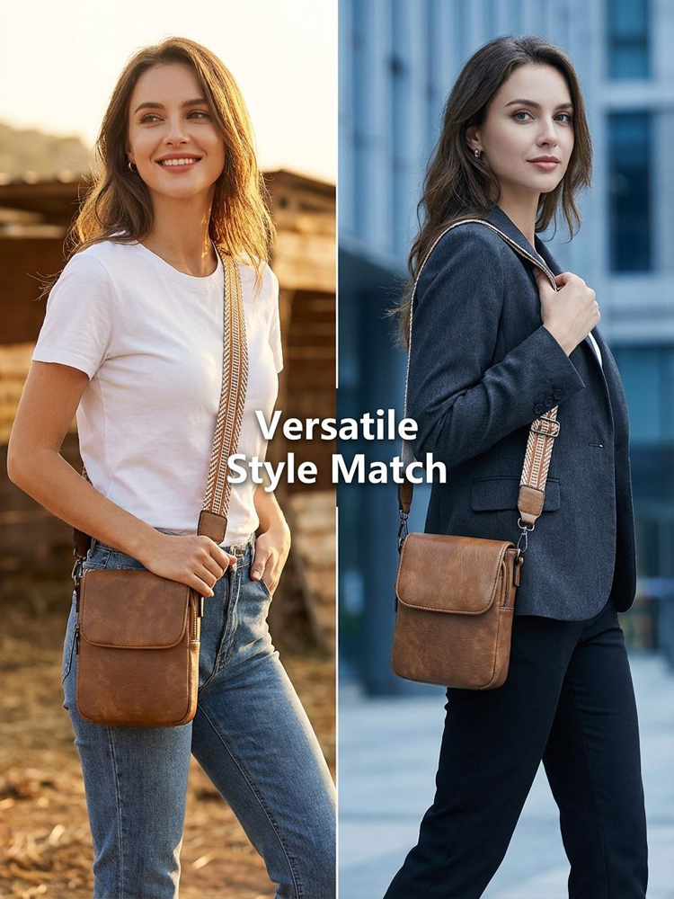 【Genuine leather】Premium Tuscan Leather Crossbody Bag- Anti-Theft Travel Organizer - Opens Flat 💼✨