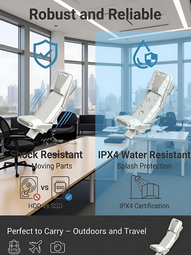 🚀 Fix "Storage Full" | Certified 64TB SSD | GDPR Secure Dual Port 🛡️Stop Cloud Fees | Certified IPX4 Waterproof 64TB | 300MB/s Tested 🔒