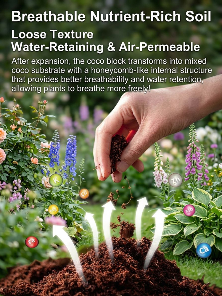 Just Add Water Soil Substitute | Compressed Coco Coir Brick | Expands 10X |Bug-Free Indoor Potting Mix 🌱