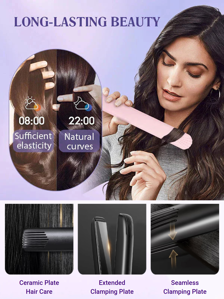 【Use Anywhere】Portable 2-In-1 Straight And Curly Curling Iron.Small And Portable, No Need To Worry About Dry And Frizzy Hair