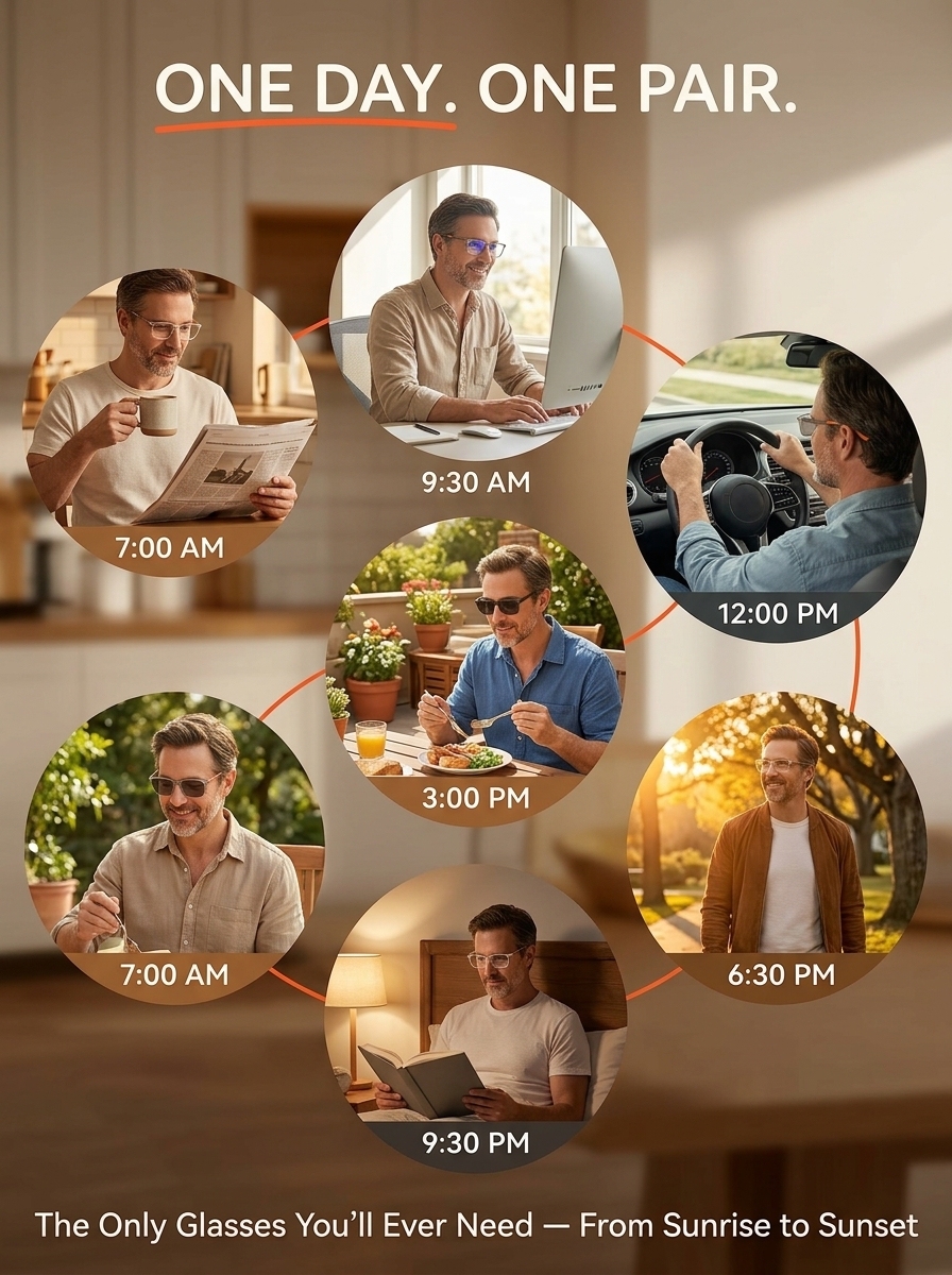 Developed by Ex-NASA and MIT Teams 0.1s Smart Auto-Focus Progressive Glasses Restore Your 30s Vision  | Say Goodbye to Constant Glasses Switching Smart Adaptive Progressive Readers for Driving Reading and DIY