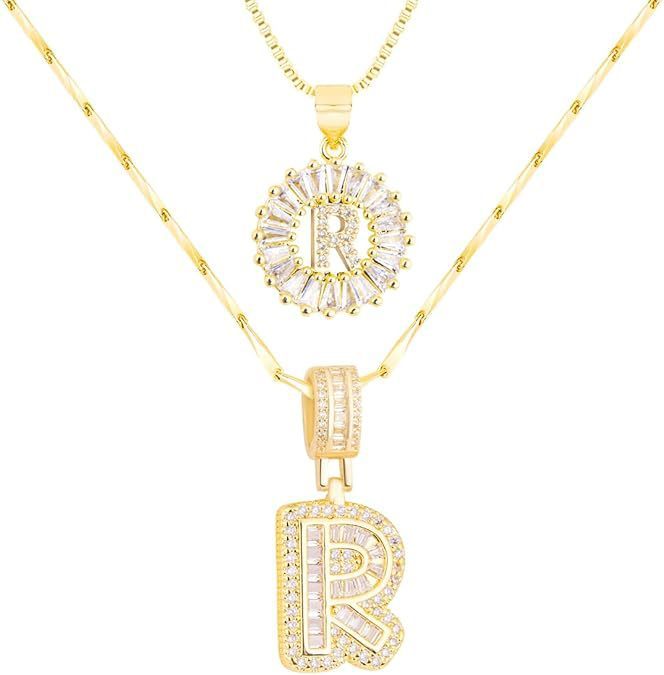 Premium A-Z Initial Pendant Necklace | Baguette Cut Simulated Diamond | Hypoallergenic 18K Gold Vermeil 💎✨