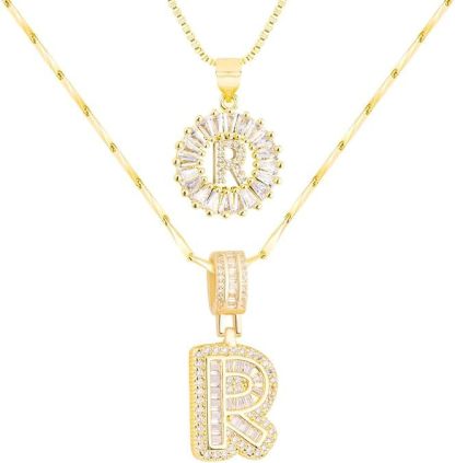 Premium A-Z Initial Pendant Necklace | Baguette Cut Simulated Diamond | Hypoallergenic 18K Gold Vermeil 💎✨