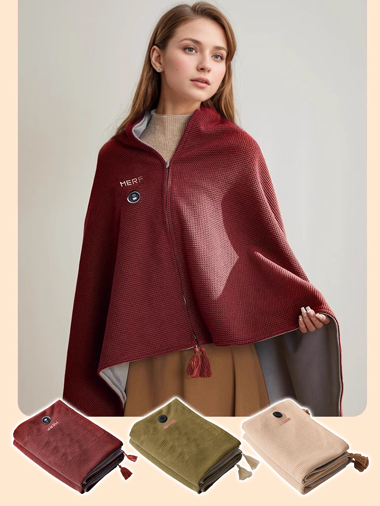 Wearable Electric Heated Shawl - 15S Rapid Heating Soft Throw | Machine Washable Portable Poncho with 3 Temp Settings 🧣🔥