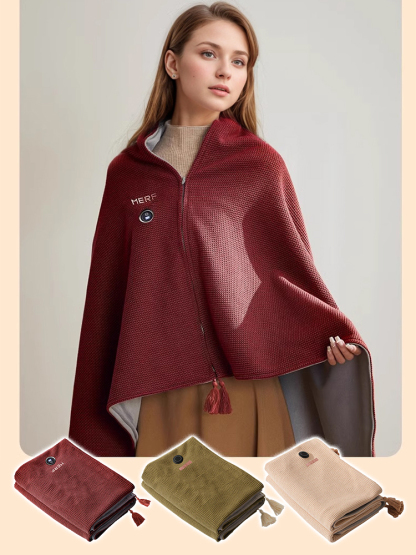 Wearable Electric Heated Shawl - 15S Rapid Heating Soft Throw | Machine Washable Portable Poncho with 3 Temp Settings 🧣🔥