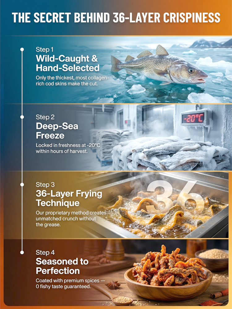 【Fresh and Crunchy】High-protein ready-to-eat deep-sea fish crisps ❤ Non-fried, low-calorie！