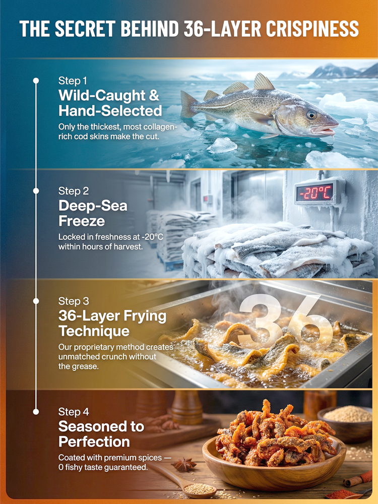 【Fresh and Crunchy】High-protein ready-to-eat deep-sea fish crisps ❤ Non-fried, low-calorie！