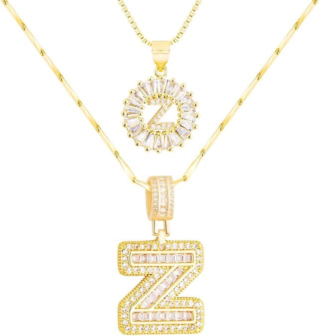 Premium A-Z Initial Pendant Necklace | Baguette Cut Simulated Diamond | Hypoallergenic 18K Gold Vermeil 💎✨