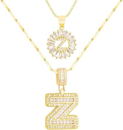 Premium A-Z Initial Pendant Necklace | Baguette Cut Simulated Diamond | Hypoallergenic 18K Gold Vermeil 💎✨