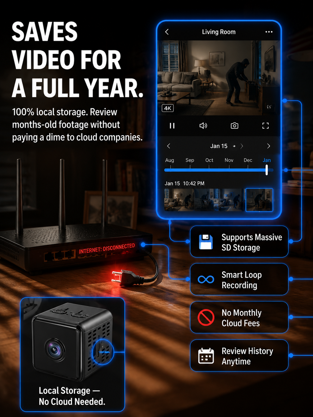 No wires no wifi no problem experience the magnetic x9 camera with 1080p color night vision
