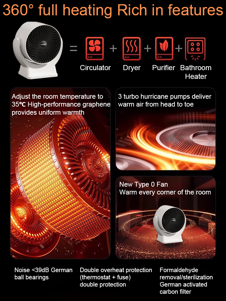 🔥 Heats in 3 Seconds! ⏱️ Graphene Space Heater | Saves Huge on Energy Bills ⚡ | Silent & Waterproof 🤫 | 50% OFF Today