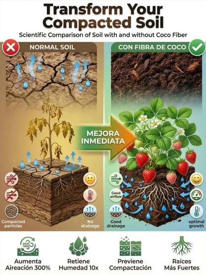 Just Add Water Soil Substitute | Compressed Coco Coir Brick | Expands 10X |Bug-Free Indoor Potting Mix 🌱