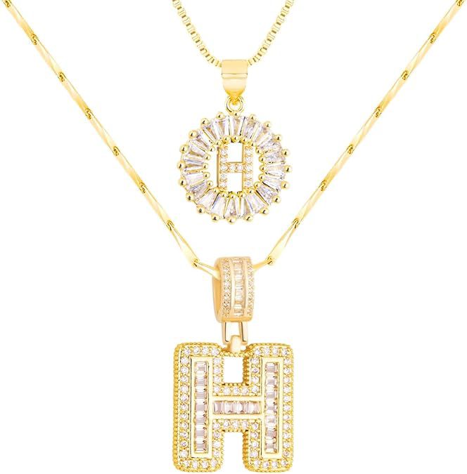 Premium A-Z Initial Pendant Necklace | Baguette Cut Simulated Diamond | Hypoallergenic 18K Gold Vermeil 💎✨