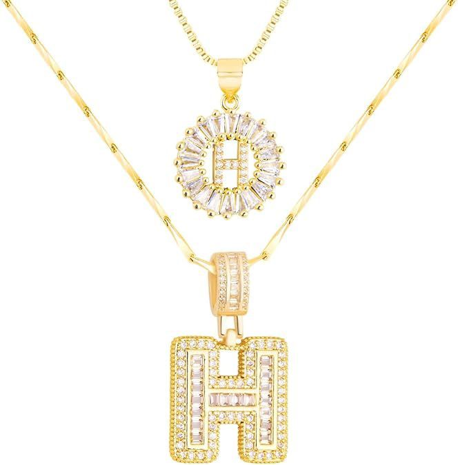 Premium A-Z Initial Pendant Necklace | Baguette Cut Simulated Diamond | Hypoallergenic 18K Gold Vermeil 💎✨