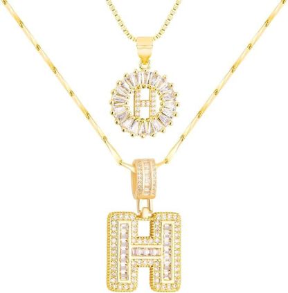 Premium A-Z Initial Pendant Necklace | Baguette Cut Simulated Diamond | Hypoallergenic 18K Gold Vermeil 💎✨