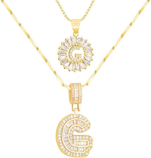 Premium A-Z Initial Pendant Necklace | Baguette Cut Simulated Diamond | Hypoallergenic 18K Gold Vermeil 💎✨
