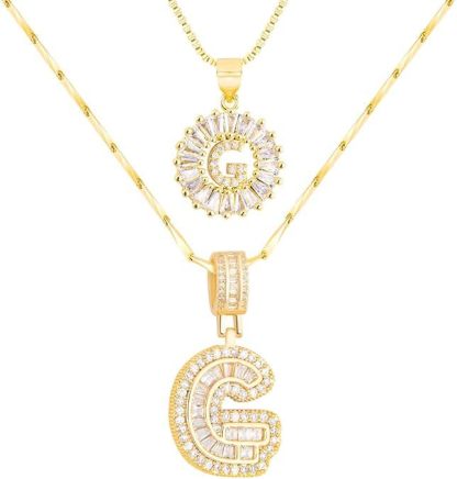 Premium A-Z Initial Pendant Necklace | Baguette Cut Simulated Diamond | Hypoallergenic 18K Gold Vermeil 💎✨