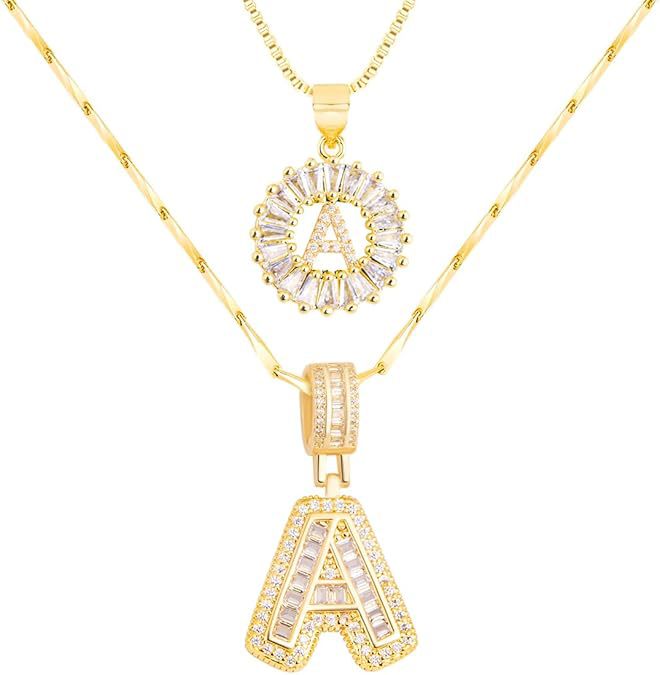 Premium A-Z Initial Pendant Necklace | Baguette Cut Simulated Diamond | Hypoallergenic 18K Gold Vermeil 💎✨