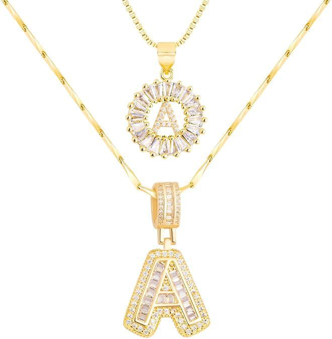 Premium A-Z Initial Pendant Necklace | Baguette Cut Simulated Diamond | Hypoallergenic 18K Gold Vermeil 💎✨