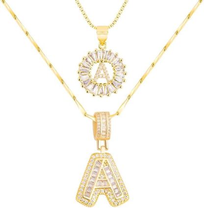 Premium A-Z Initial Pendant Necklace | Baguette Cut Simulated Diamond | Hypoallergenic 18K Gold Vermeil 💎✨
