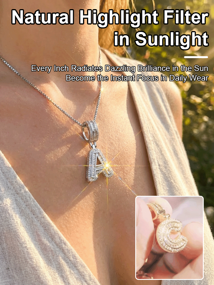 Premium A-Z Initial Pendant Necklace | Baguette Cut Simulated Diamond | Hypoallergenic 18K Gold Vermeil 💎✨