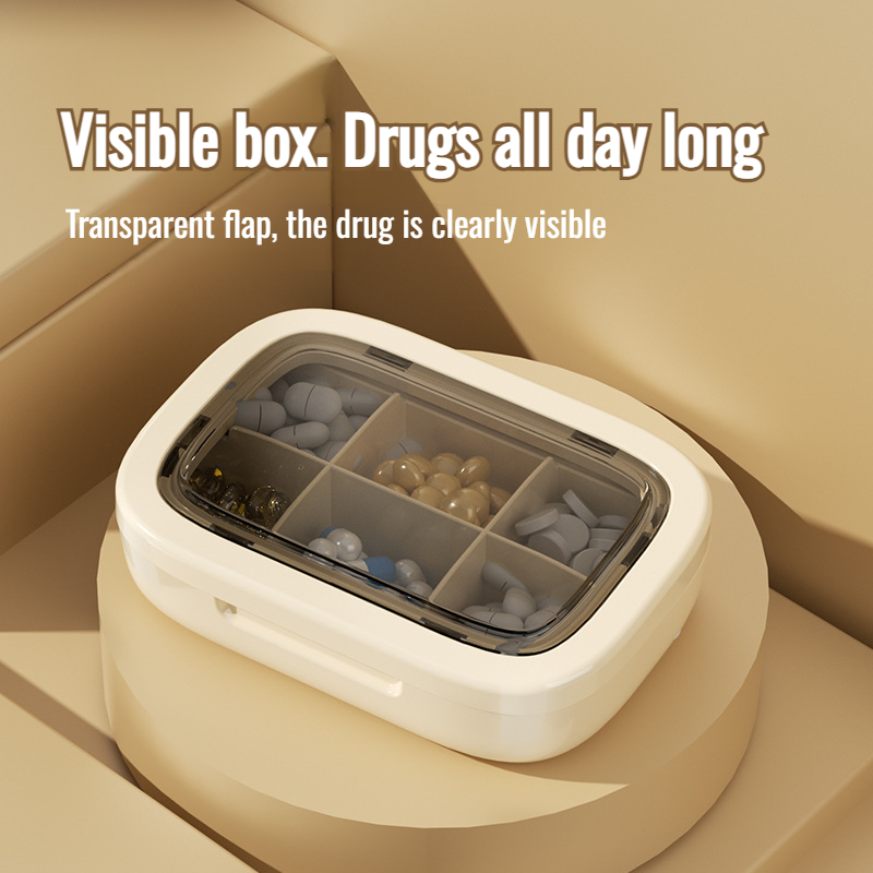 Portable medicine pill box travel packing box with compartments for three meals a day and seven days
