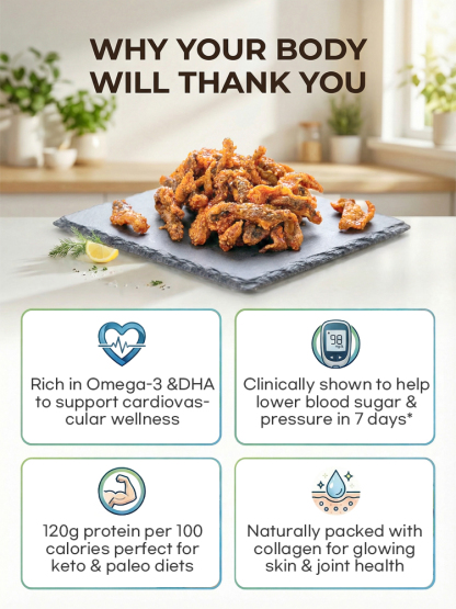 【Fresh and Crunchy】High-protein ready-to-eat deep-sea fish crisps ❤ Non-fried, low-calorie！