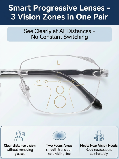 【Brand breach of contract clearance sale】💎Smart Zoom Progressive Reading Glasses | Auto Focus Multi-Focal Lens | Military Grade Anti-Break Tech 👓🛡️