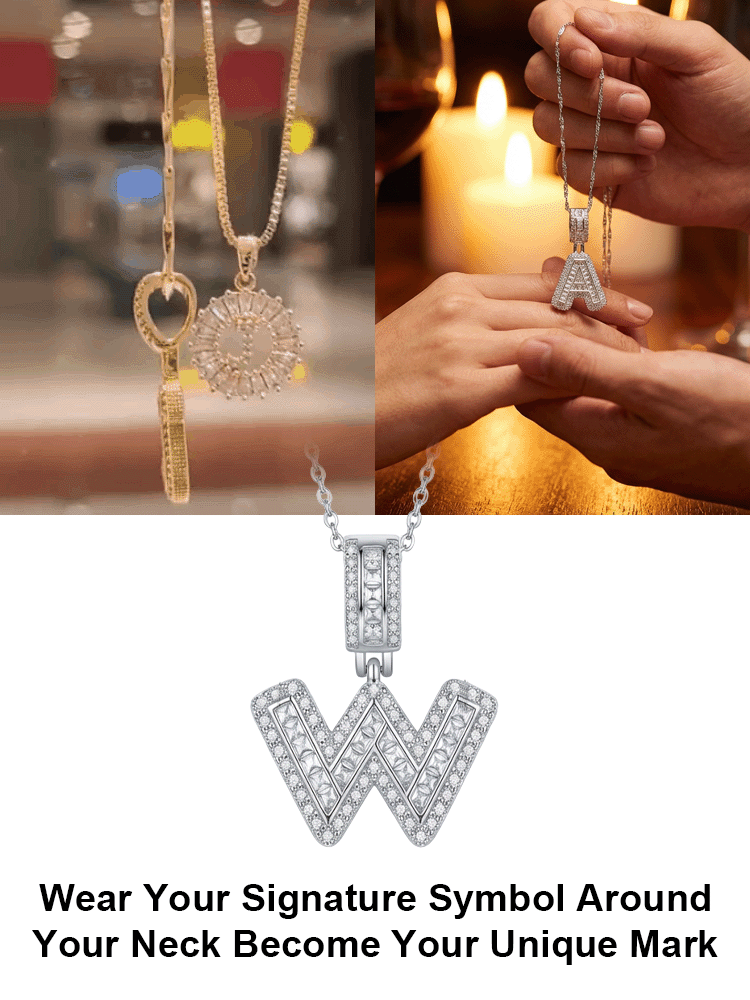 Premium A-Z Initial Pendant Necklace | Baguette Cut Simulated Diamond | Hypoallergenic 18K Gold Vermeil 💎✨